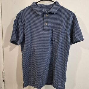 Like New Gap Men's Navy Striped Polo T-Shirt Size M Medium Slim Fit 100% Cotton